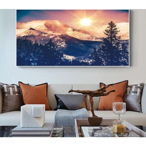 The First Rays of The Morning Sun on The Mountain Landscape Canvas Print Posters and Prints Canvas Painting Home Decoration