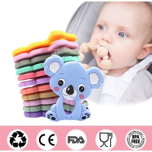 Food Grade Silicone Teethers DIY Cute Koala Baby Ring Teether BPA Free Soft Nursing Pendant Infant Kids Teething Toys