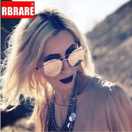 RBRARE Metal Cat Eye Sunglasses Women Classic Vintage Luxury Cateye Glasses For Women Hot Pink Mirror Retro High Quality Eyewear