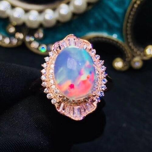 Natural real white opal luxury big ring 10*12mm 3.5ct gemstone 925 sterling silver Fine jewelry J2122819