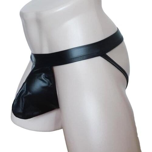 Sexy Lingerie Men Open Butt Thong Wet Look Jock Strap Erotic Underwear Straps T-Back Fetish Pole Dance Outfit Gay G-String XL