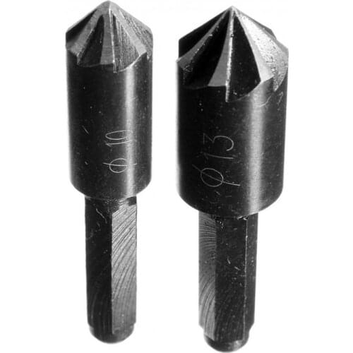 2 pcs HSS 1/4" Hex Shank 7 Flute 82 Degree Countersink Drill Bit Chamfer Cutter