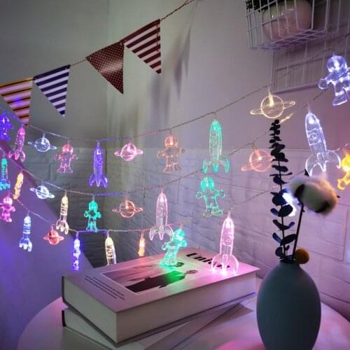 New Spaceman Astronaut Rocket LED String Light Christmas Light Fairy for Indoor Wedding Decoration Garland Navidad Bedroom Decor