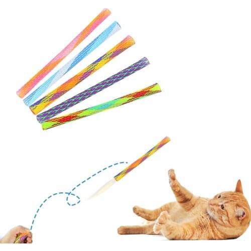 Funny Cat Toy Cat Spring Teething Toy Colorful Interactive Telescopic Fun Cat Jumping Toy Flexible Spiral Spring Cat Chewing Toy