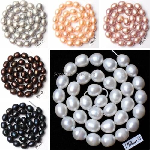 High Quality 10-11mm 6 Color Oval Shape Natural Freshwater Pearl Gem Loose Beads Strand 15" DIY Creative Jewellery Making wj233