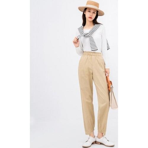 INMAN 2021 Spring New Arrivals Womens Harlem Casual Pants Cotton And Hemp Versatile Small Slim Legged Capris