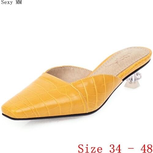 Pumps Women Slingbacks Career Mules Shoes Low Med Heels Woman Med Heel Shoes Plus Size 34 - 40 41 42 43 44 45 46 47 48