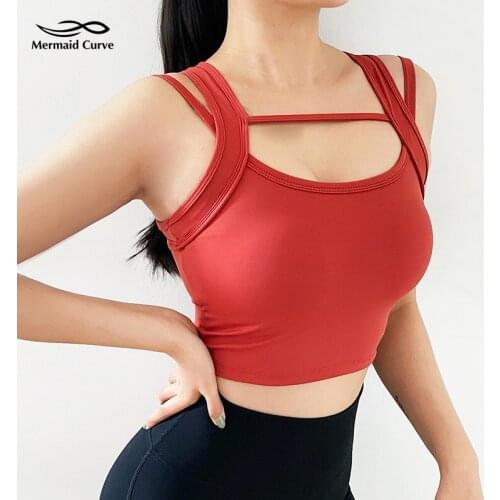 Mermaid Curve New Sports Bra Womens Shockproof High Support Gym Vest Training Quick-Drying Stereotypes Running Yoga Bra
