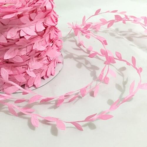 10 Meters Pink Leaf Trim Ribbon Lace for Craft Decoration (N.B. this is a cut from a roll) 7LS28