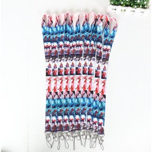 10pcs/set 44cm Anime DARLING in the FRANXX HIRO 02 ZERO TWO Satin Phone Rope neck Strap Clip Card Lanyard figure toys