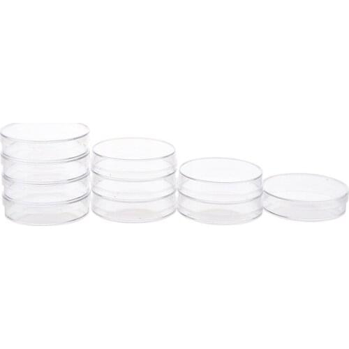 10Pcs Sterile Petri Dishes w/Lids for Lab Plate Bacterial Yeast 55mm x 15mm