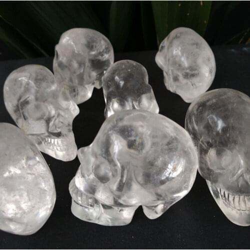 2 inch Wholesale Hand Carved Natural Clear Quartz Crystal Skull Reiki Healing Realistic , Gift , Home Decoration