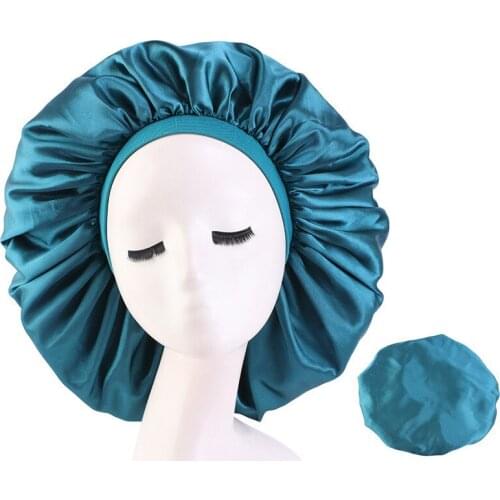 2021 Newly Womens Satin Solid Sleeping Hat Night Sleep Cap Hair Care Bonnet Nightcap For Women Men Unisex Cap