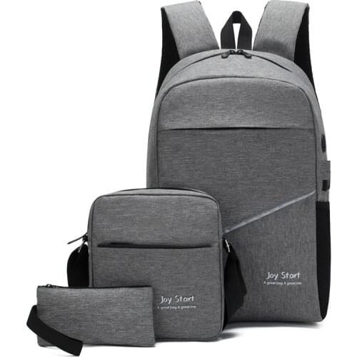 3pcs/set USB Travel Nylon Waterproof Backpack Male Multi-function Laptop Bag Book Outdoor Sports Shoulder Bag Hunting Bags