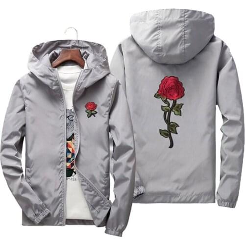 7XL Women Basic Jackets 2020 Spring Women Hooded Jacket Coats Embroidery Rose Causal Men Windbreaker Bomber Jacket Famale Z004