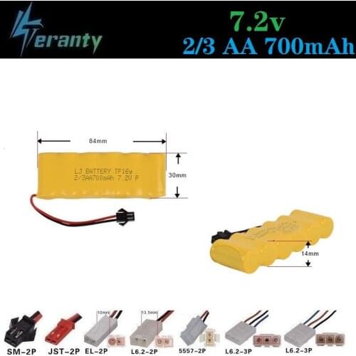 Upgrade 7.2v 700mah NiCD Battery For Rc Toys Cars Tanks Trucks Robots Guns Boats 2/3AA 7.2v Rechargeable Battery 1pcs to 10 pcs