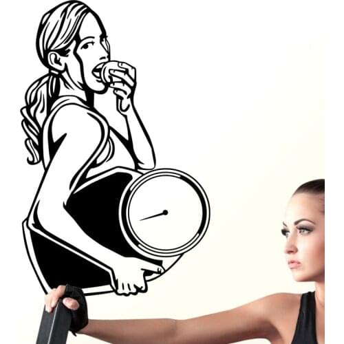 Car Weight less Gym Sticker Fitness Scales Girl Decal Posters Vinyl Wall Decals Pegatina Decor Mural Gym Sticker