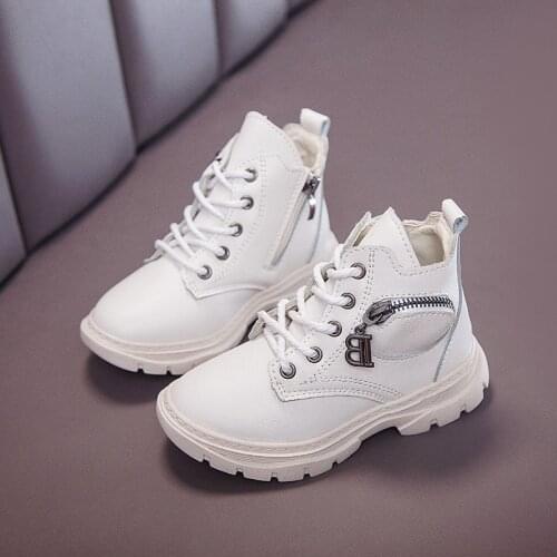 Baby Girls Martin Boots 2021 Winter Autumn Little Princess Single Boots British Style Fashion Children Pockets Short Boots