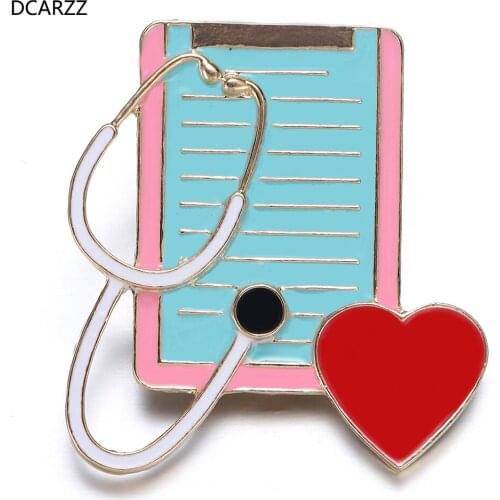 DCARZZ Cute Stethoscope Brooches Pins Medical Doctor Nurse Pins Trendy Jewelry Gold Enamel Book Pin Metal Women Accessories Gift