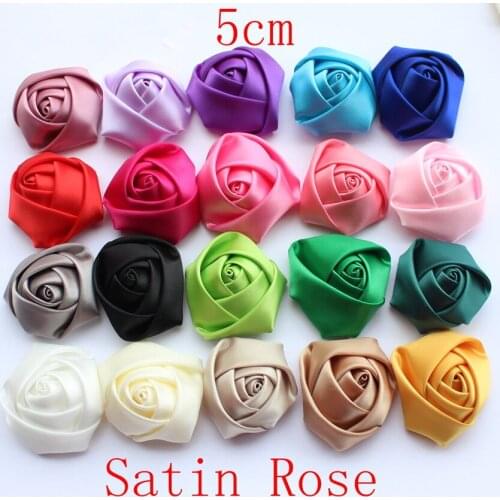 2 inch Satin Rose Flower Satin Rosette For Girls Hair Accessories 31 Colors 400Pcs