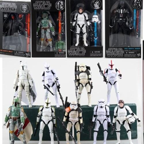 Hasbro Star Wars Black Series 6 Inch Stormtrooper Boba Darth Vader Darth Maul Action Figures Toy Doll Collection Model Kids Gift