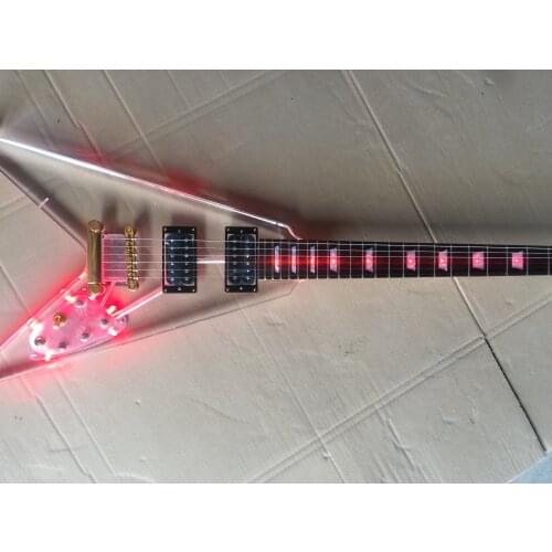 Electric guitar / Acrylic Red LED swallow tail Guitar / China Electric Guitar