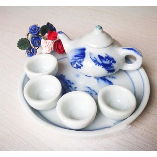 G05-X5137 children baby gift Toy 1:12 Dollhouse mini Furniture Miniature rement accessories Chinese ink tray tea cup 6pcs/set