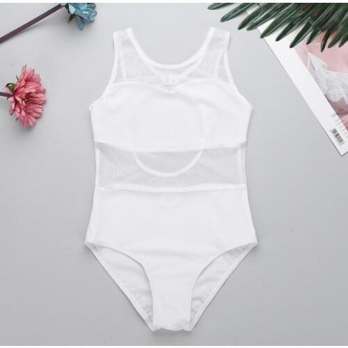 Toddler Kids Girls Ballet Costumes Gymnastics Leotard Sleeveless Cutout Back Mesh Ballerina Ballet Leotards Dance Wear Jumpsuit