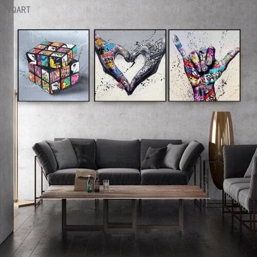 Graffiti Artwork Gamepad Canvas Art Painting Abstract Rubiks Cube Posters and Prints Wall Art Pictures for Living Room Decor