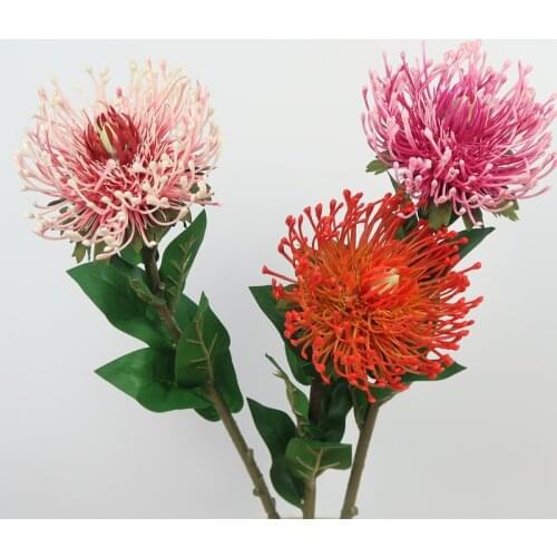 73CM Artificial Plastic Pincushion Flower Branch King Protea Faux Tropical Flower Plant DIY Wedding Bride Bouquet Home Decor