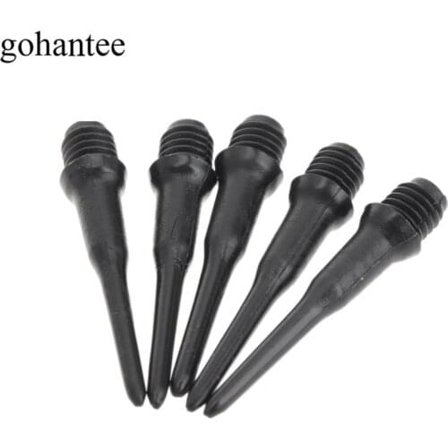 Gohantee 50PCS/ LOT Short Soft Safety Plastic Dart Tips Stubby Black Points Shafts Flights Darts Accessories Outdoor Sports