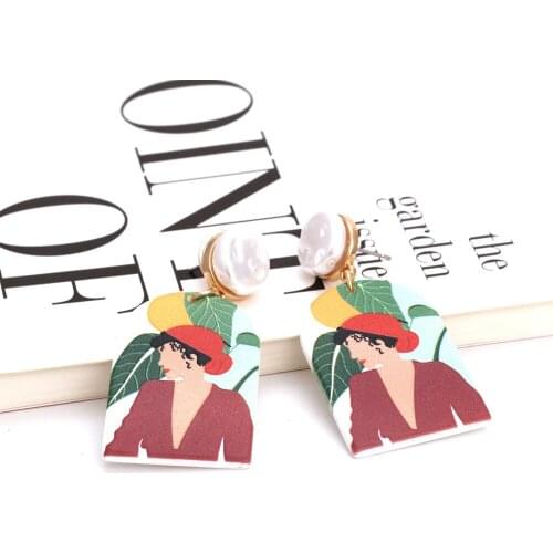 Colorful Plant Acrylic Cartoon Drop Earrings for Girls Women Children Birthday Gift Lovely Jewelry