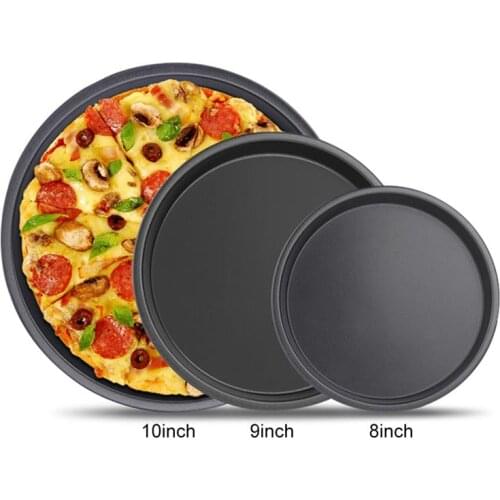 Round Pizza Plate Pizza Pan Deep Dish Tray Carbon Steel Non-stick Mold Baking Tool Baking Mould Pan Pattern 8 9 10 inch