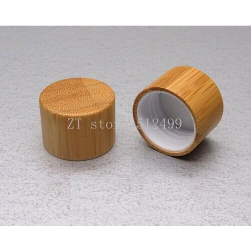 30pcs 20/24/28R 410 Bamboo Screw Cap Lid For Plastic Cosmetic Liquid Bottles Makeup Refillable Containers