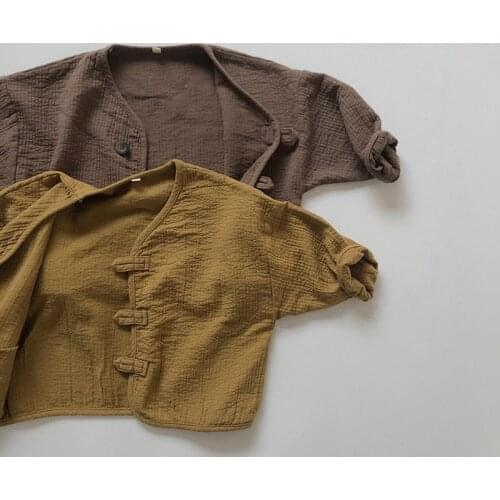 Baby Coats Long Sleeve Boys Retro Cardigan Spring Autumn Cotton Jackets V-neck Toddler Girls Tops Outfits