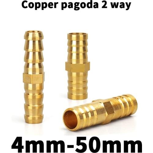 Brass Barb Pipe Fitting 2 wayT Brass Connector For 4mm - 25mm Hose Copper Pagoda Water Tube Fittings Pagoda Connector