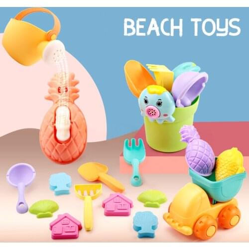 Summer Beach Childrens Beach Buggy With Shovel And Small Rake Beach Toy Bucket Set Water Toy Soft Rubber Material