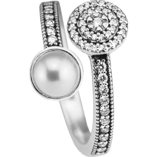 Luminous Glow Ring with White Crystal Pearl 100% 925 Sterling-Silver-Jewelry Free Shipping