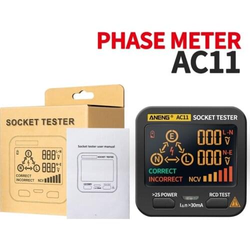 Upgraded AC11 Electrical Leakage Detector Socket Tester Ground Wire Zero Line Live Wire Phase RCD NCV Checker