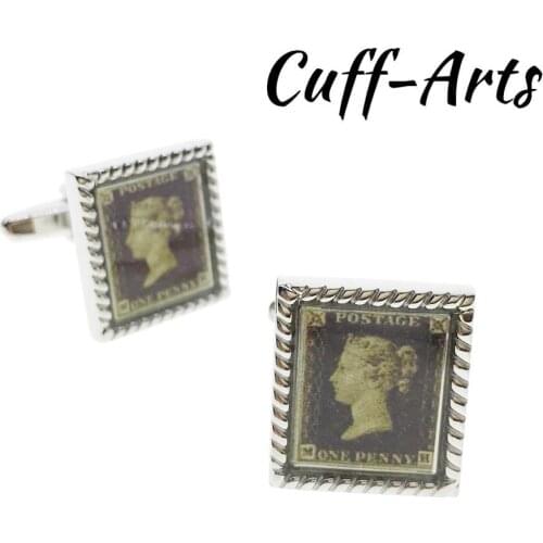 Fashion Cufflinks Coppper Penny Black Stamp Cufflinks For Gentlemen steel Stamping Cuff Links Hand engraving Men Jewelry C10500