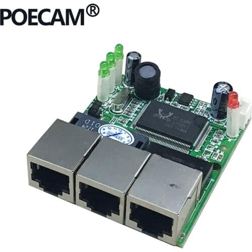 PCBA module mini 3 port ethernet switch 10/100mbps rj45 network hub PCB board for system integration factory OEM/ODM