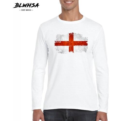 BLWHSA Brand Spring Autumn O neck Top Tee Long Sleeve Men T-shirt Men England Flag Nostalgic Style Casual Cotton Men T Shirt