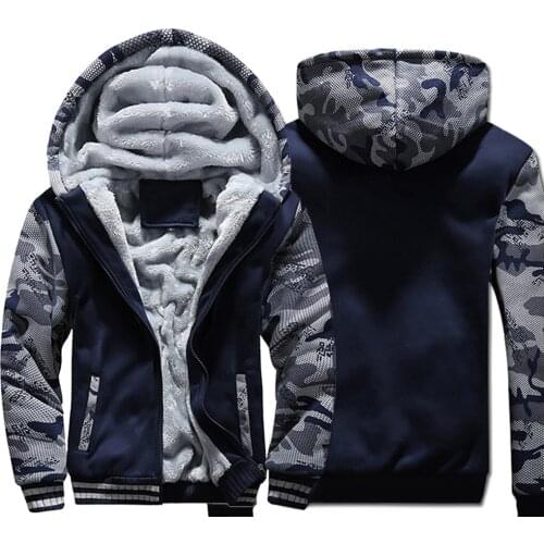 2019 Autumn Winter Solid Color Hoodies Men Warm Mens Fleece Jackets Plus Size Zipper Pure Color Casual Thick Simple Style Coat