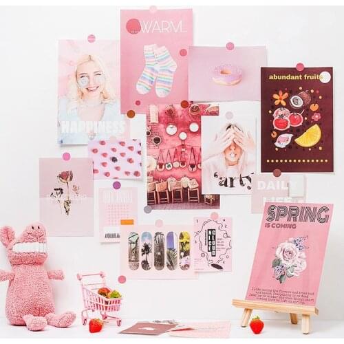 Ins card wall stickers Nordic small fresh art poster wall bedroom girl decoration diy student dormitory background