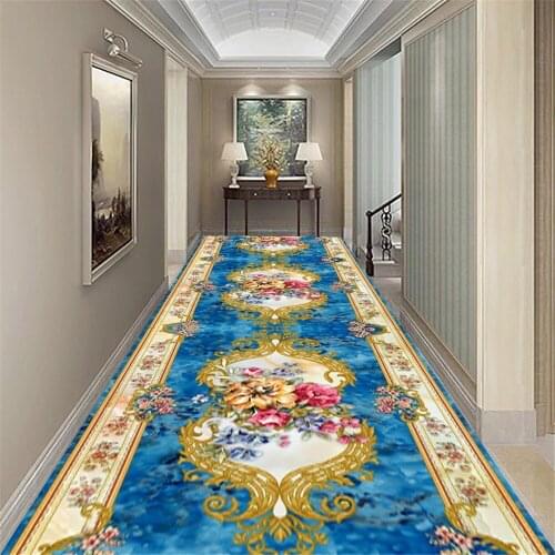 New Classical Style Bedside Area Rugs Entrance Door Mat Hallway Decor Corridor Rug Flannel Anti-slip Bedroom Living Room Carpet