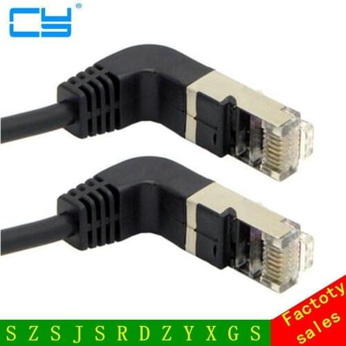 90 Degree Up Angled 8P8C FTP STP UTP Cat 5e Lan Ethernet Network Patch Cord Cable 50cm