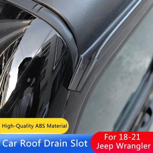 QHCP Car Roof Drain Slot Rainwater Diversion Through Assist Extension Drainage Distance Fits For Jeep Wrangler JK 07-17 JL 18-21
