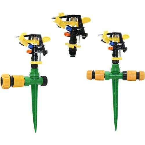 Irrigation 2 outlet Rocker nozzle 360 degrees rotary jet nozzle with support farm garden Irrigation Sprinklers Lawn watering