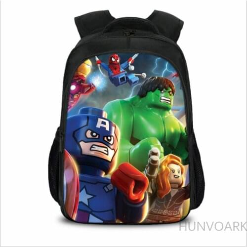 New Fashion Polyester 16-inches Printing Avenger Cartoon Hulk Children Backpack for Tennager Boys Schoolbag for Kids School Bags