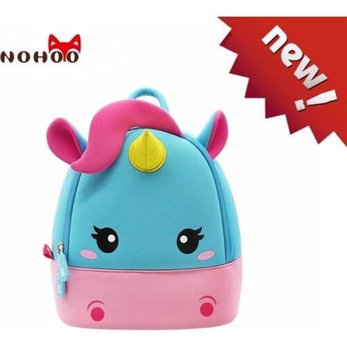 NOHOO school backpack cute unicorn Light waterproof Schoolbag for girls kindergarten 3D cartoon animal Children bag 2-7 years